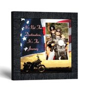 Motorcycle Picture Frame with Photo, Patriotic Sunset Flag Gift