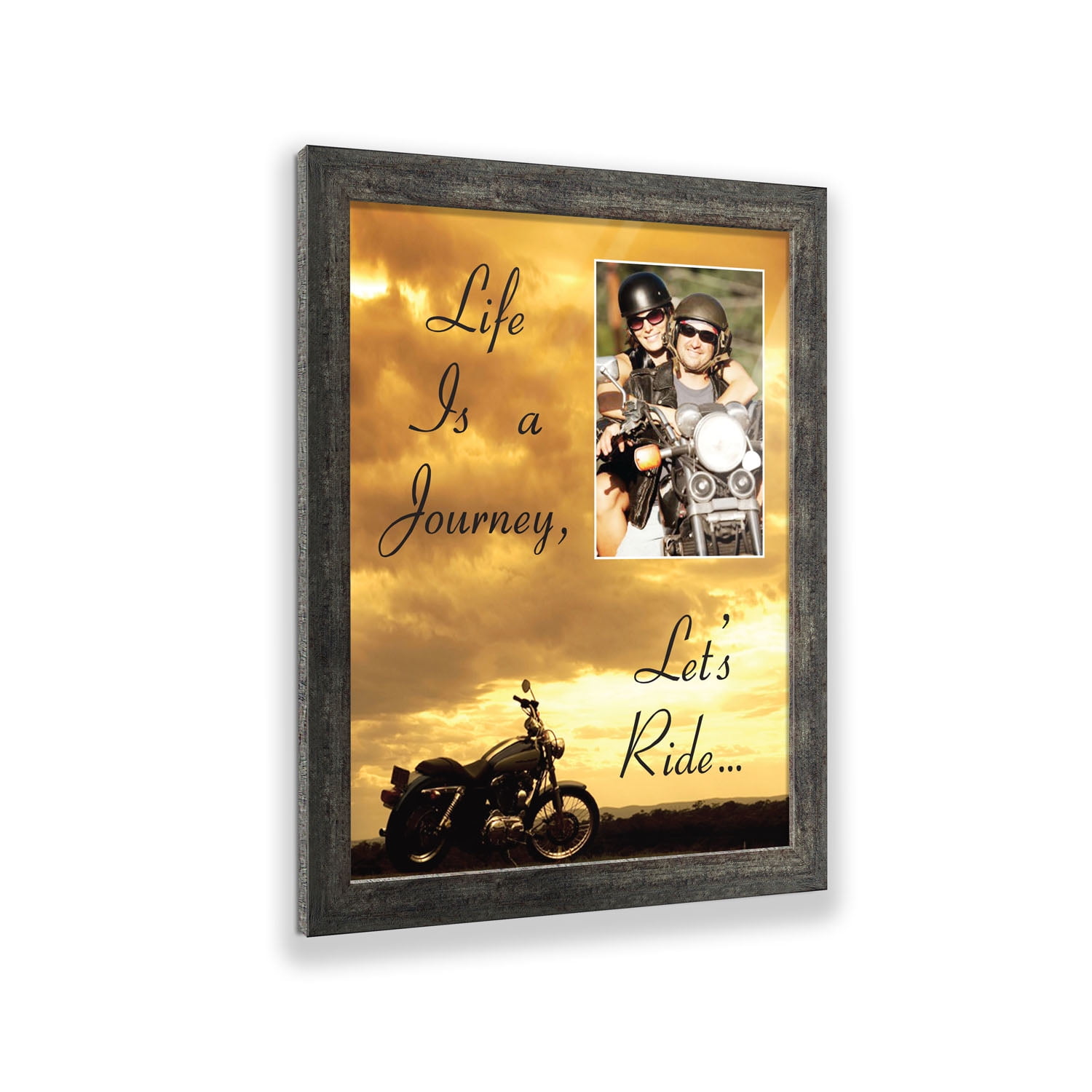 Barnwood Framed Harley Motorcycle Print with Glass Cover