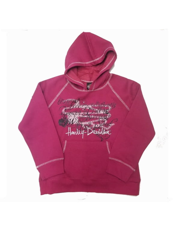 Girls' Fleece Pink Print Hoodie, Big Girls 7-8