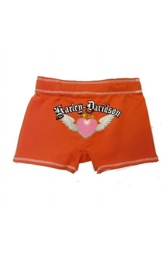 Girls Orange Logo French Terry Shortie Shorts - 6