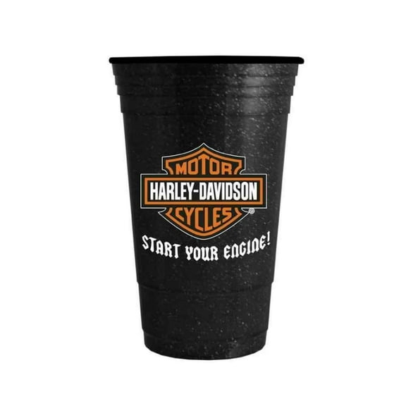 Harley-Davidson Glitter Heavyweight Hard Plastic Cup, Bar & Shield 16 oz., Harley Davidson