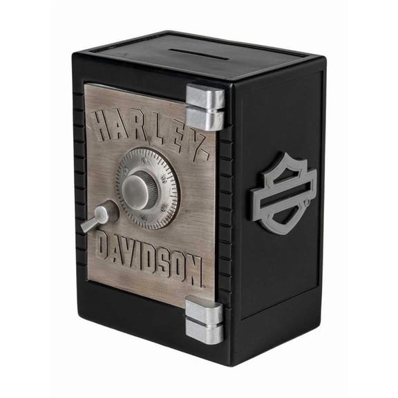 Harley-Davidson H-D Open Bar & Shield Safe Piggy Bank, Black/Metallic Silver, Harley Davidson