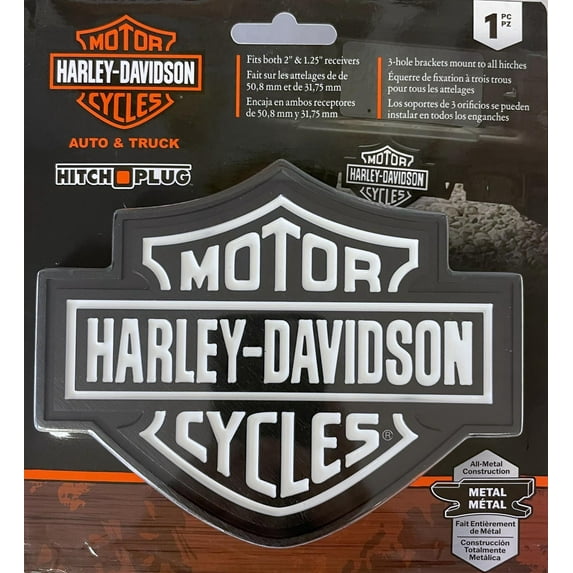Harley-Davidson Hitch Cover, Black/White Bar & Shield Logo Hitch Plug 2287, Harley Davidson