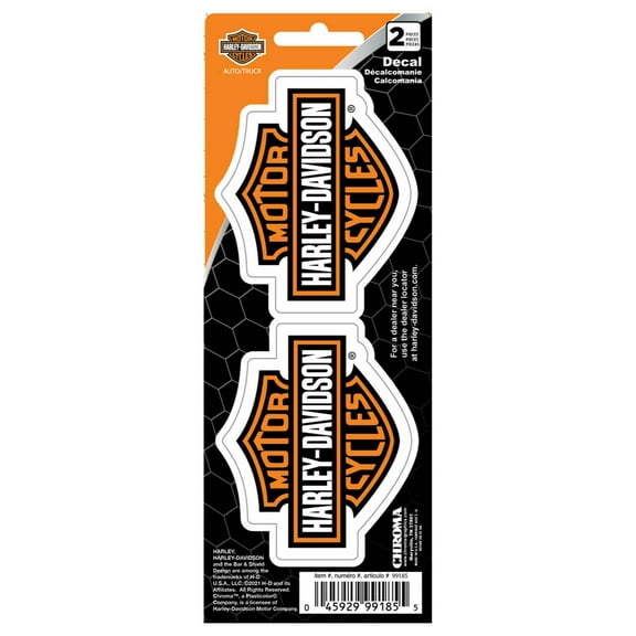 Harley-Davidson Iconic Bar & Shield Logos Small Decals Set - Orange - 3" x 8", Harley Davidson