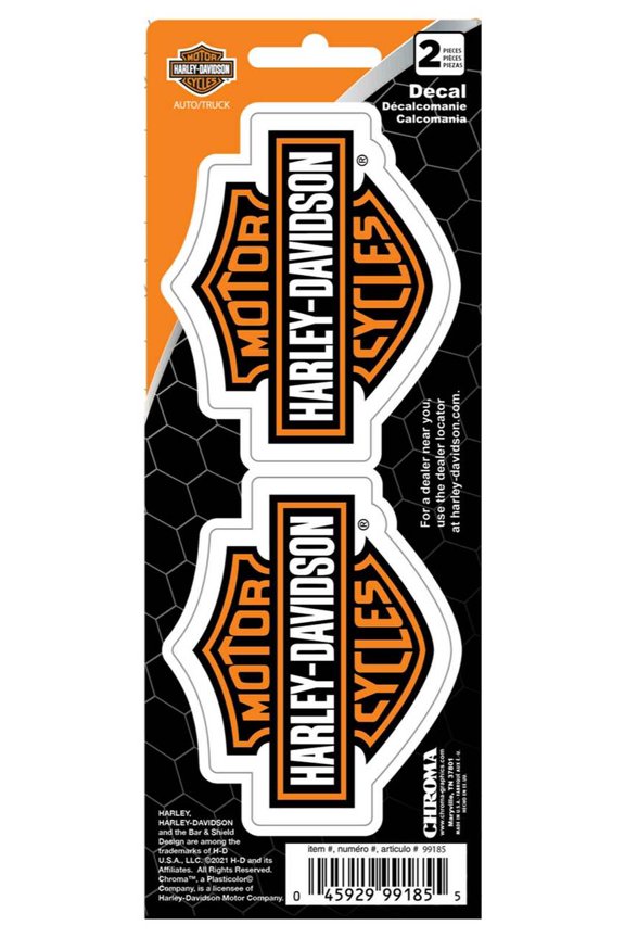 Harley-Davidson Iconic Bar & Shield Logos Small Decals Set - Orange - 3" x 8", Harley Davidson