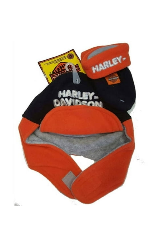 Infant Boy Fleece Hat & Mittens Gift Set, Orange and Black