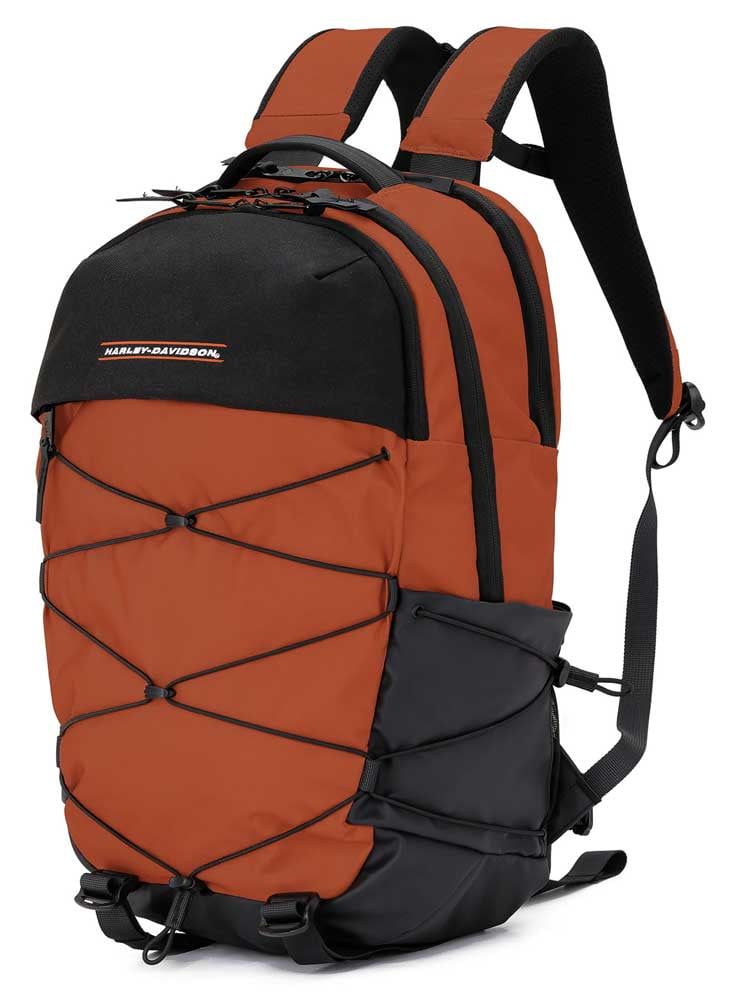 HARLEY-DAVIDSON バックパック 黒/オレンジ Harley-Davidson® Bar & Shield Graphic Backpack w/Adjustable