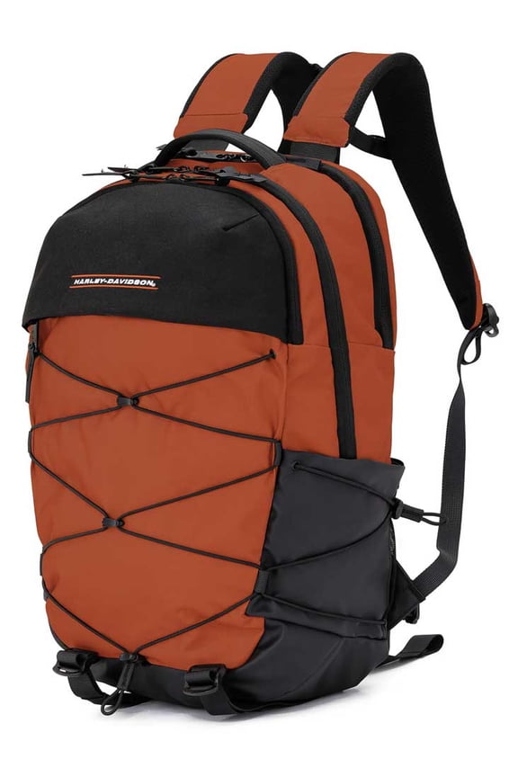 Lightweight Water-Resistant Racing Bungee Backpack - Rust Orange, Harley Davidson