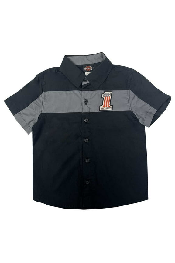 Little Boys' #1 Short Sleeve Button Work Shop Shirt(4/5T), Harley Davidson