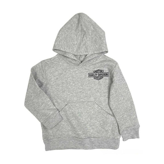 Harley-Davidson Little Boys' B&S Logo Fleece Terry Pullover Hoodie - Gray (6/7), Harley Davidson