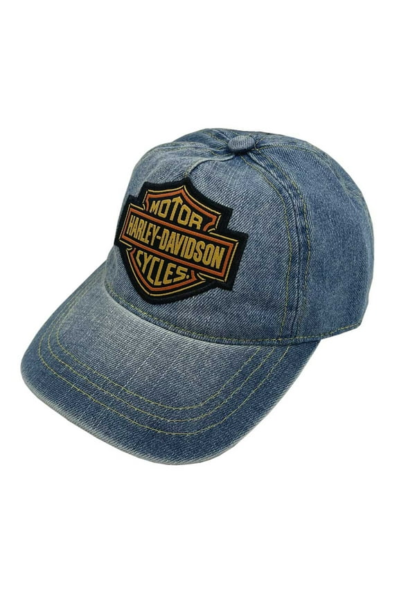 Little Boys' Bar & Shield Adjustable Denim Baseball Cap, Blue, Harley Davidson