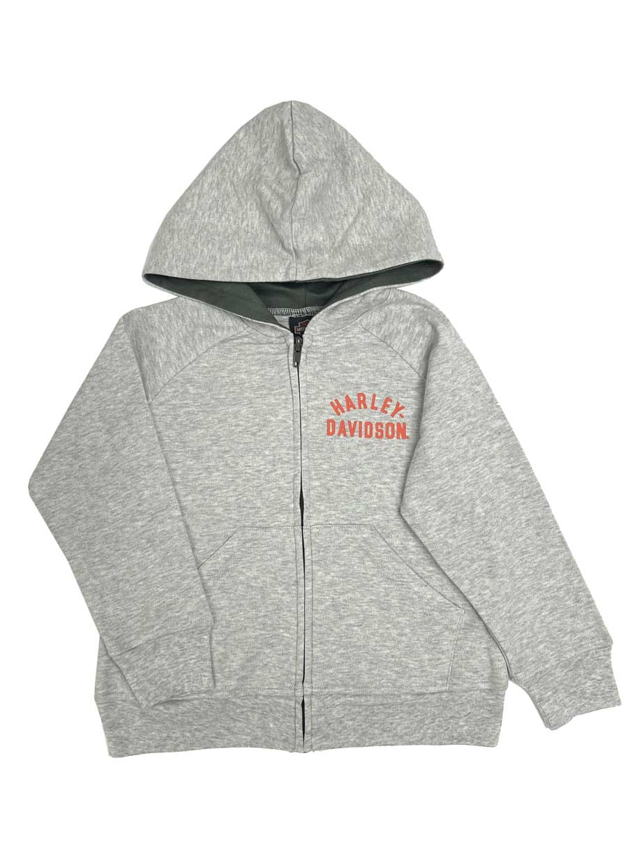 Harley-Davidson Little Boys' Bar & Shield Logo Knit Zip-Up Hoodie - Gray  (4/5), Harley Davidson