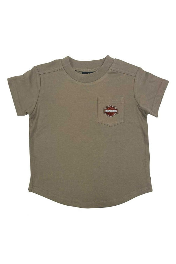 Little Boys' Bar & Shield Short Sleeve Pocket Tee – Green (2/3T), Harley Davidson