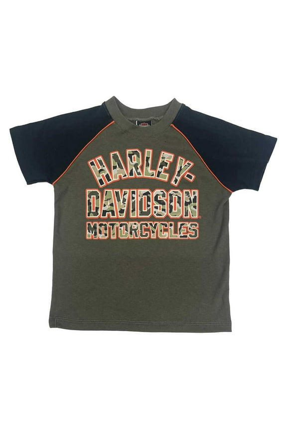 Little Boys' Camo H-D Raglan Short Sleeve Toddler Tee (2/3T), Harley Davidson
