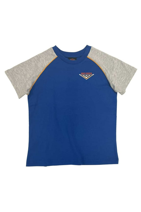 Little Boys' Colorblocked Short Sleeve Raglan Tee - Blue (4/5), Harley Davidson