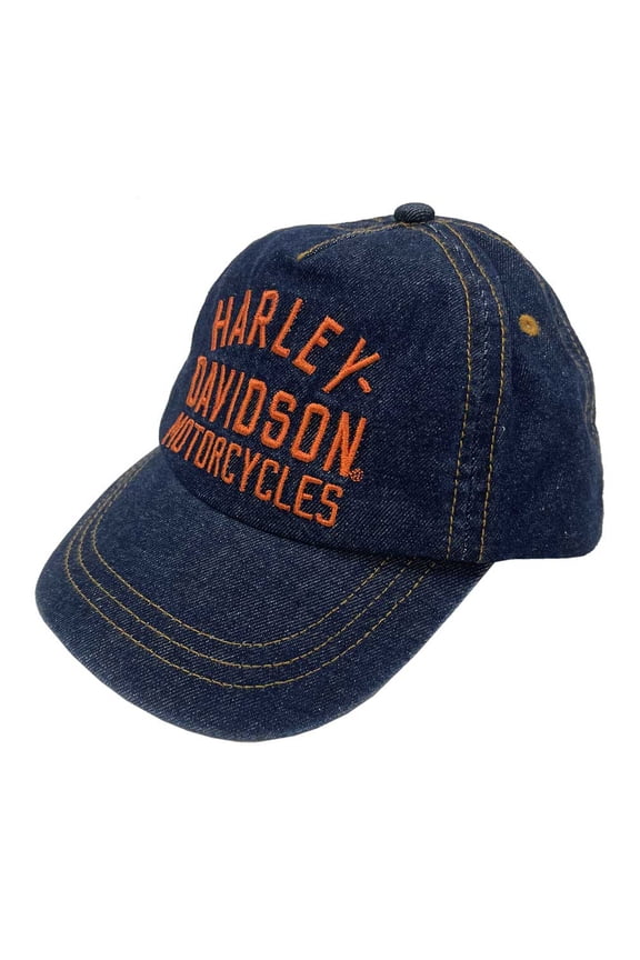 Little Boys' Embroidered H-D Denim Adjustable Baseball Cap, Blue, Harley Davidson
