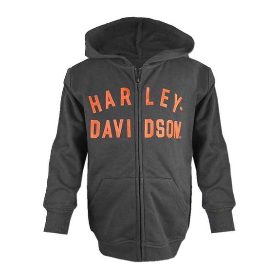 Harley-Davidson Little Boys' French Terry Zip-Up Hooded Sweatshirt - Black (4/5), Harley Davidson