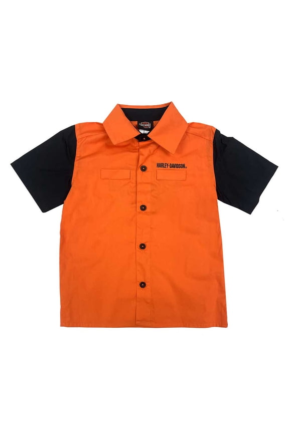 Little Boys' H-D Colorblocked Poplin Short Sleeve Shirt (6/7), Harley Davidson