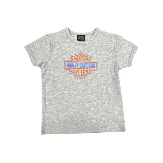 Harley-Davidson Little Boys' Ringer Logo Short Sleeve Tee, Heather Gray (6/7), Harley Davidson