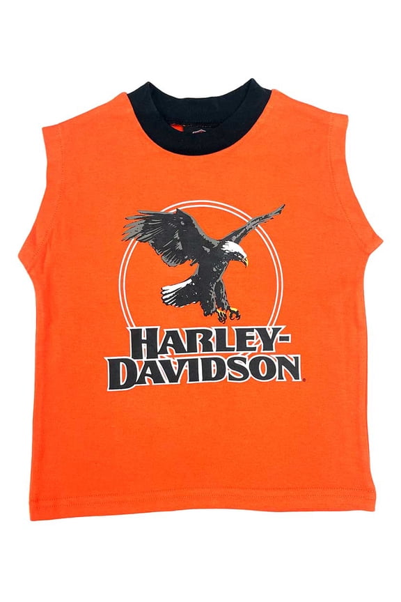 Little Boys' Soaring Eagle Sleeveless Muscle Tee - Orange (6/7), Harley Davidson