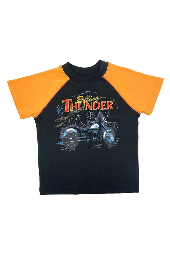 Little Boys' Thunder Short Sleeve Knit Raglan Shirt, Black (4/5), Harley Davidson