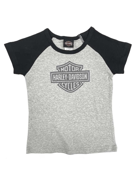 Little Girls' B&S Raglan Short Sleeve Colorblock Tee (6/6X), Harley Davidson