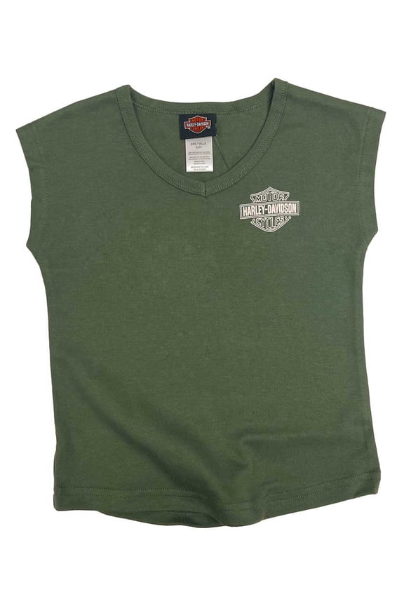 Little Girls' Bar & Shield Toddler V-Neck Muscle Tee (4/5T), Harley Davidson