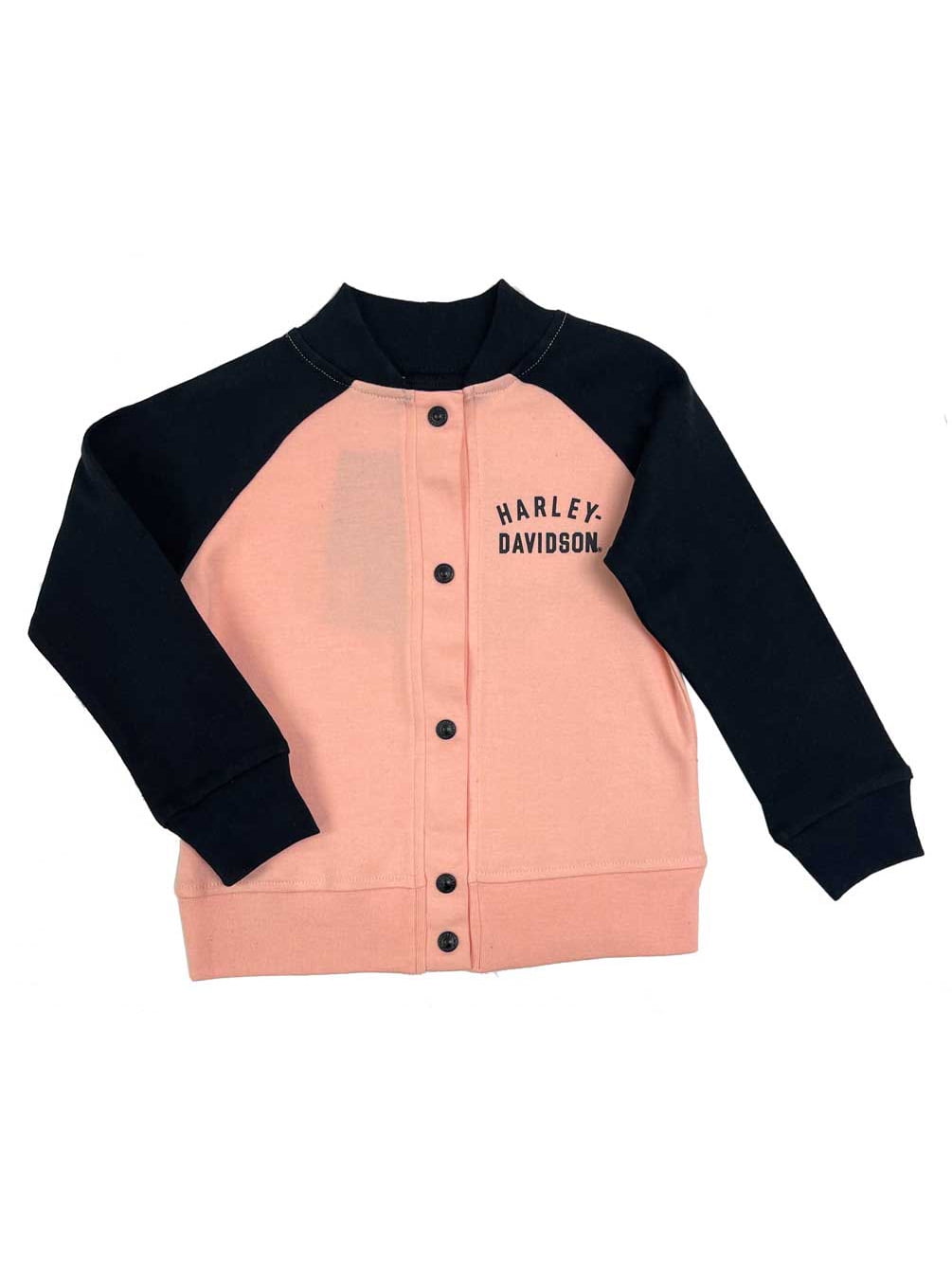 Harley-Davidson Little Girls' Bar & Shield Zip-Up Hoodie - Black & Lavender Knit Toddler Hoodie