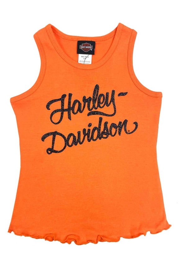 Little Girls' Glittery Rib Racerback Sleeveless Tank Top (4/5), Harley Davidson