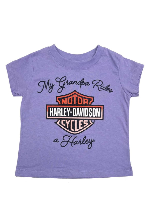 Little Girls' My Grandpa Rides a Harley Short Sleeve Tee (2/3T), Harley Davidson