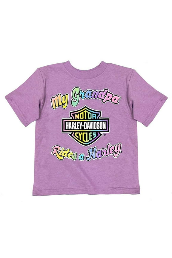 Little Girls' My Grandpa Rides a Harley Short Sleeve Tee (3T), Harley Davidson