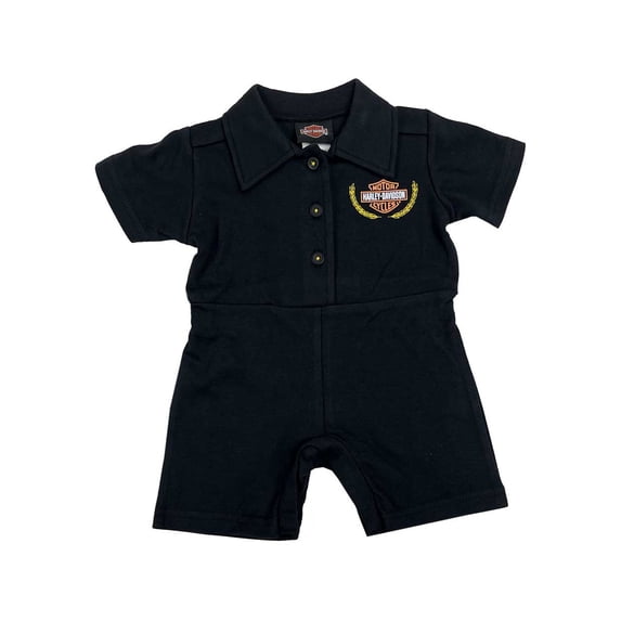 Harley-Davidson Little Girls' Racing Rose Knit Toddler Collar Romper (2/3T), Harley Davidson