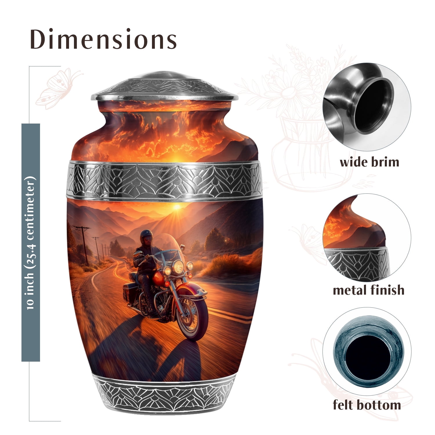 Harley Davidson Memorial Urn for Ashes Adult Male and Female, Cremation Funeral Urns for Human Ashes, (Classic Large, 10 Inch)