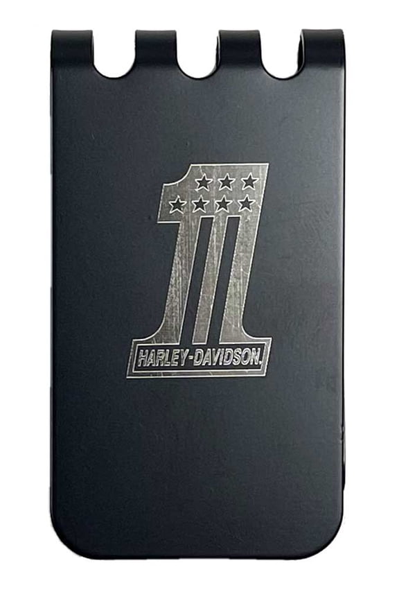 Men's #1 Metal Money Clip/Bottle Opener - Matte Black Finish, Harley Davidson
