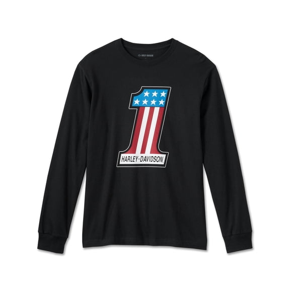 Harley-Davidson Men's #1 Racing Long Sleeve T-Shirt Tee - Black, 99073-24VM