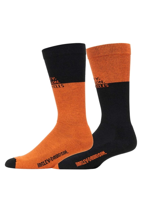 Men's 2-Pack Colorblocked Moisture Wicking Mid-Calf Socks (L), Harley Davidson