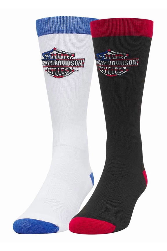 Men's 2-Pack Stars & Stripes Bar & Shield Riding Socks (L), Harley Davidson