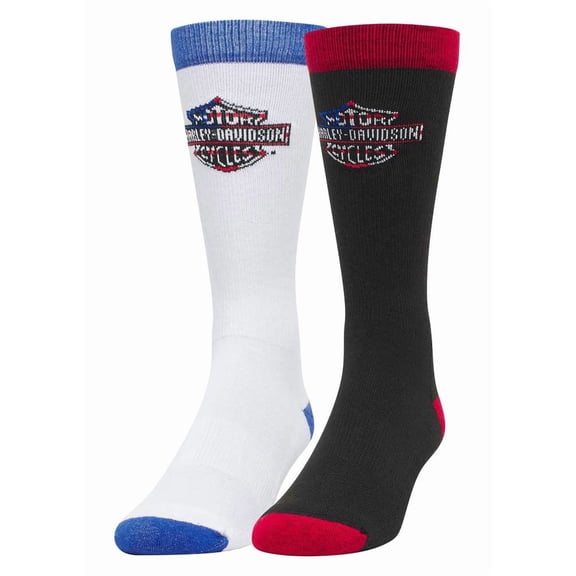 Harley-Davidson Men's 2-Pack Stars & Stripes Bar & Shield Riding Socks (L), Harley Davidson