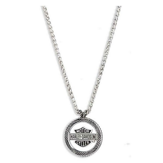 Harley-Davidson Men's 22 in. Bar & Shield H-D Pendant Necklace, Stainless Steel, Harley Davidson