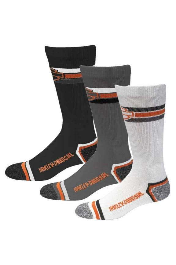 Men's 3 Pack Retro Rider Wicking Socks D99218870-990, Harley Davidson