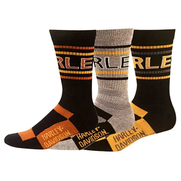 Harley-Davidson Men's 3 Pack Vented Moisture Wicking Riding Socks D99232970-990, Harley Davidson