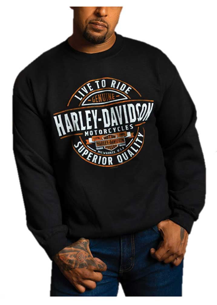 Harley-Davidson Men's All In Crew-Neck Pullover Fleece Sweatshirt ...