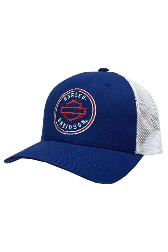 Men's All Pride Adjustable Snapback Mesh Trucker Hat - Royal, Harley Davidson