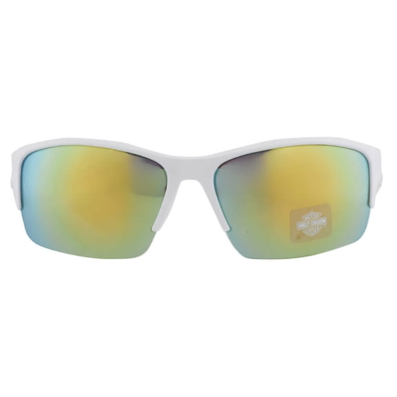 Harley-Davidson Men's Angular Sunglasses, White Frames & Bordeaux Mirror Lenses, Harley Davidson