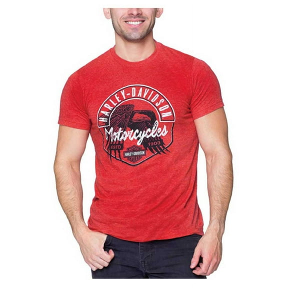 Harley-Davidson Men's Approach Crew-Neck Short Sleeve T-Shirt, Heather Red (L), Harley Davidson