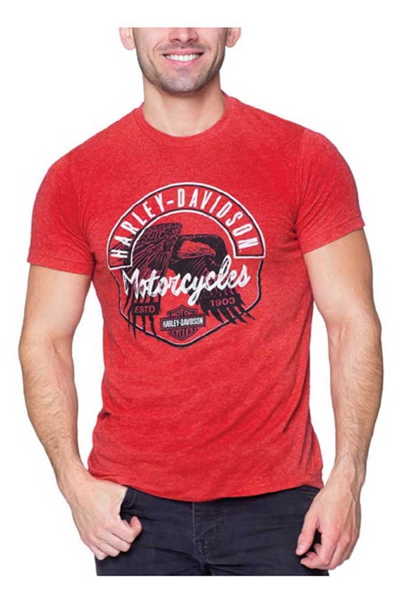 Men's Approach Crew-Neck Short Sleeve T-Shirt, Heather Red (XL), Harley Davidson