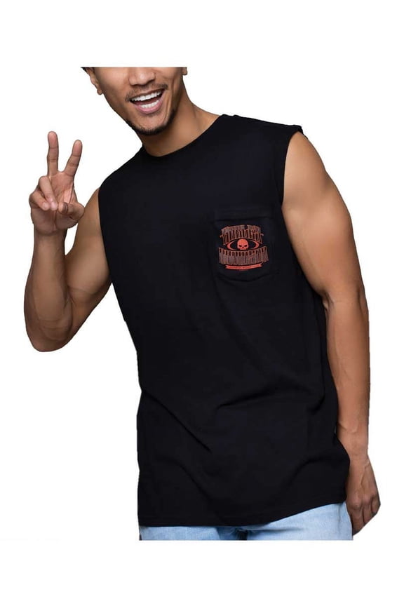 Men's Arched Fangs Sleeveless Chest Pocket Muscle Tee (XL), Harley Davidson