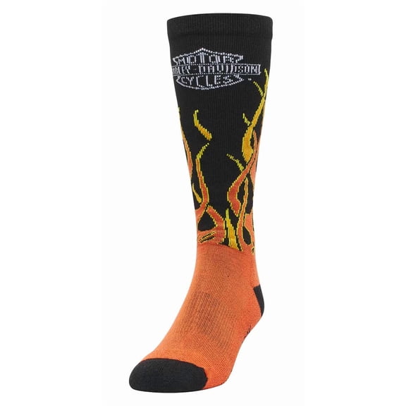 Harley-Davidson Men's Bar & Shield Flames Riding Mid-Calf Socks, Black (L), Harley Davidson