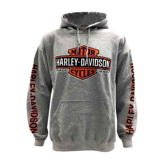 Harley-Davidson Men's Bar & Shield Logo Pullover Hooded Sweatshirt, Gray (M), Harley Davidson
