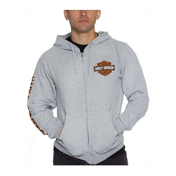 Harley-Davidson Men's Bar & Shield Logo Zip-Up Poly-Blend Hoodie - Gray (3XL), Harley Davidson